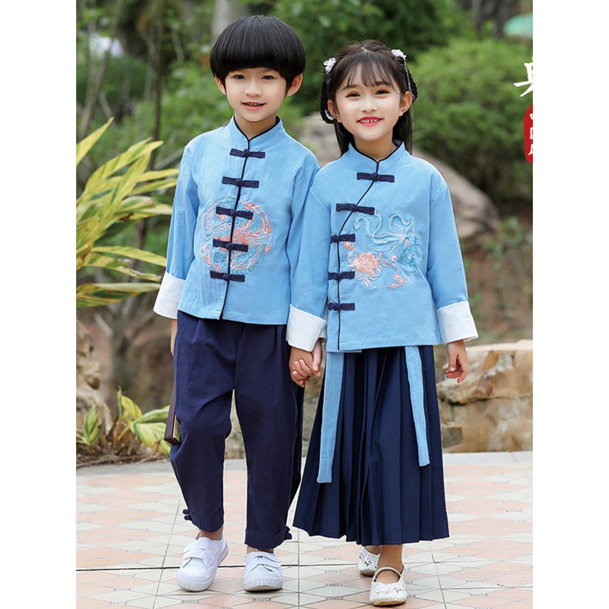 少男少女汉代中式少年中学生合唱演出服装童装唐装演出新装
