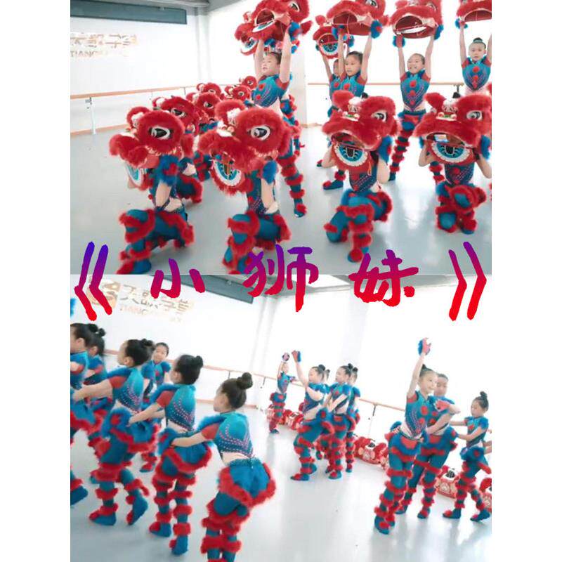 小狮妹演出服儿童舞狮子舞蹈服醒狮子头道具六一幼儿园动物表演服