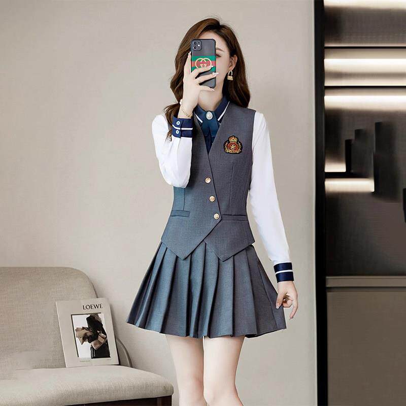 职业西装马甲套装女学院风制服酒店前台工作装酒吧服务员工作服