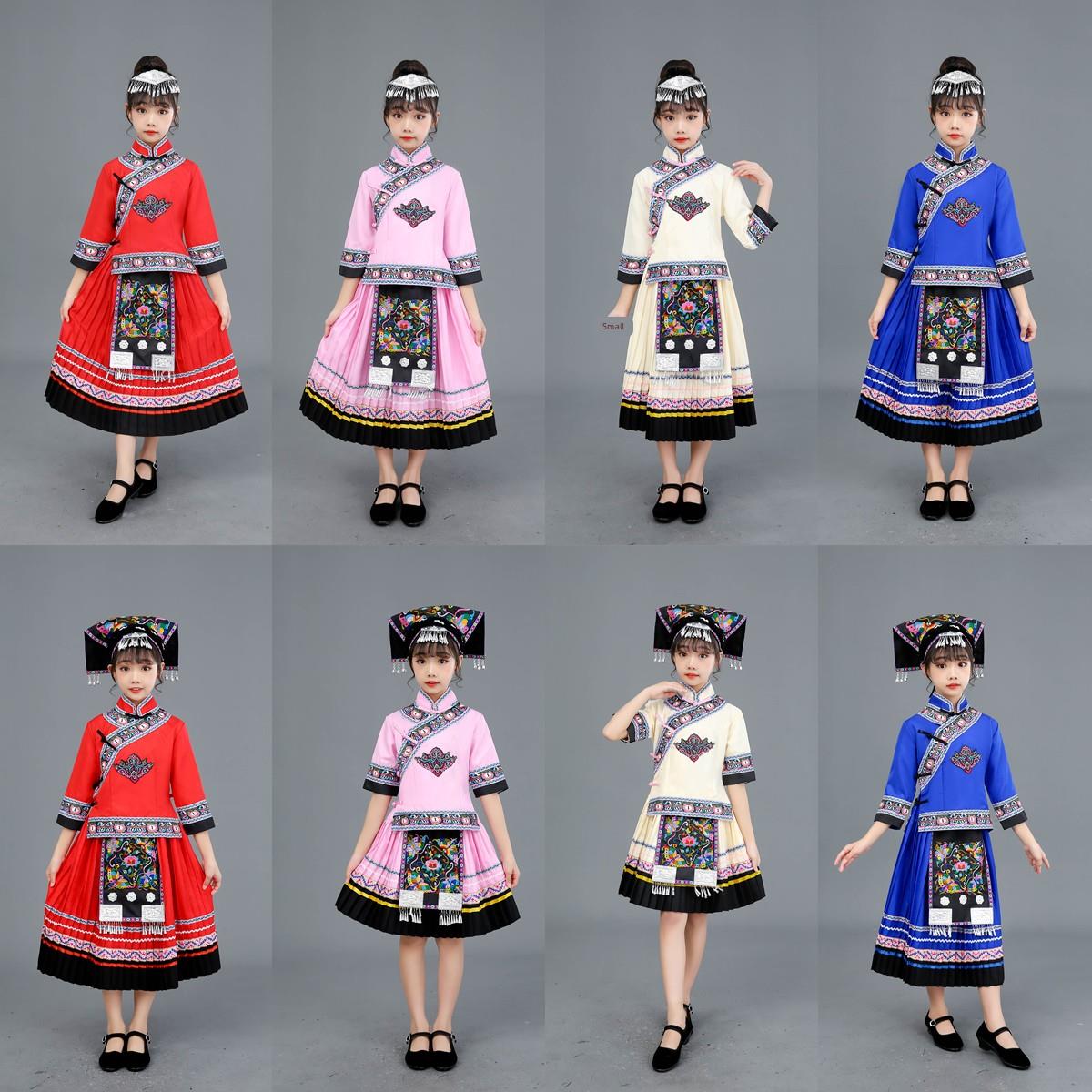 新款儿童门巴族男女童演出服装传统少数民族幼儿合唱服舞蹈表演服