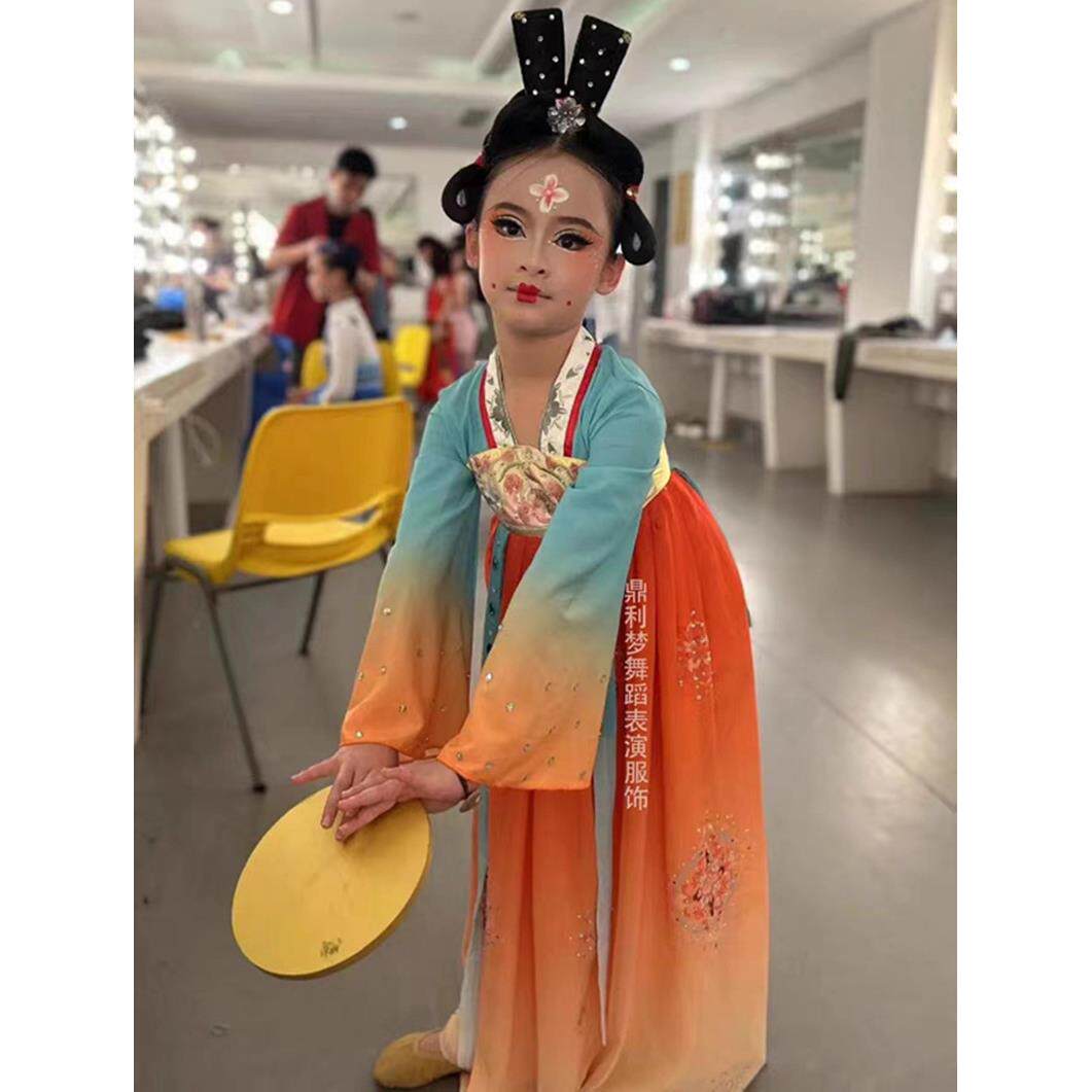 新款儿童执镜佣表演服女童汉服襦裙汉唐舞演出服中国风民族舞服装