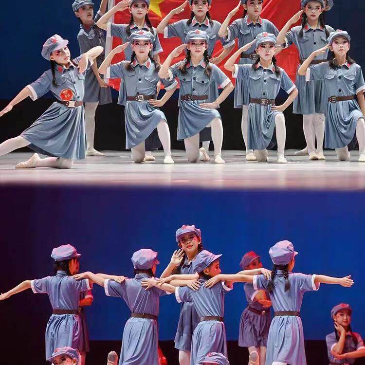 儿童小红军星星在闪烁舞蹈演出服闪闪红星幼儿八路军合唱表演服装
