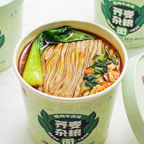 程校长荞杂麦粮面12桶装方泡面早餐夜宵冲面泡UIR即食清真速食面