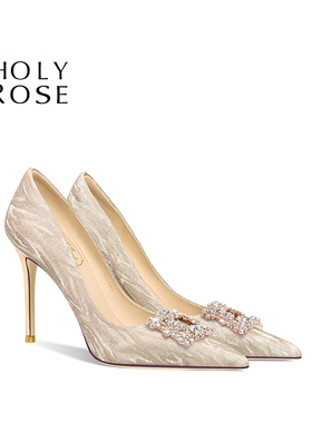HolyRose【浪漫星空】法式水晶鞋高跟婚鞋2025年新款秀禾主婚纱鞋