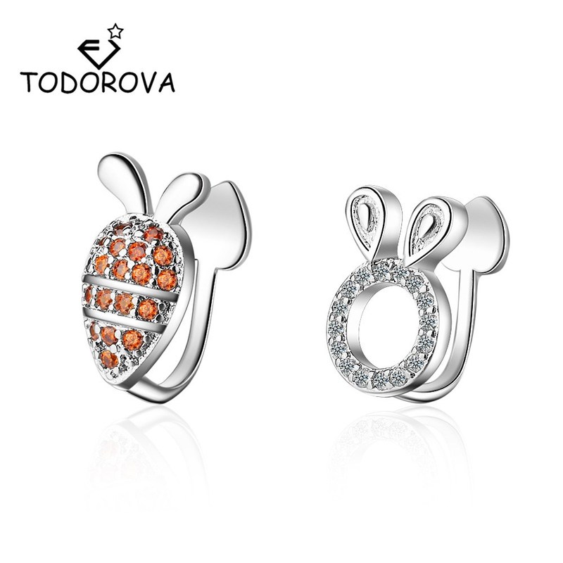Todorova Lovely Carrot Rabbit Asymmetric Ear Cuff Clip on E