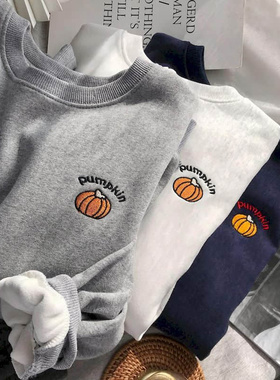 Sweatshirt Spring autumn Korean preppy small pumpkin embroid