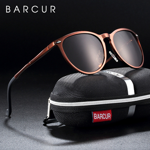 BARCUR Retro Aluminum Magnesium Men Sunglasses Polarized Vi