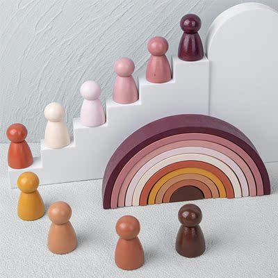 Arch Bridge Rainbow Building Blocks Kids Wooden Stacker Baby
