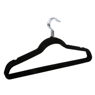 5 x Black Adult Non-Slip Hangers Flocked Velvet Clothes Coat