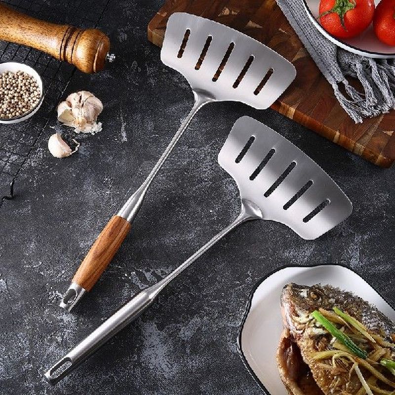 Large Stainless Steel Fish Frying Spatula Egg Pan Scoop