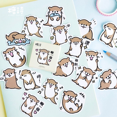 45pcs/pack15 Designs Cute Kawaii Otter Paper Stickers Noteb