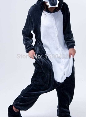 Animal Cosplay Wolf Costume Adult Onesie Pajama For Hallowee