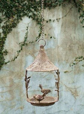 Parrot Bird Feeder Metal Home Garden Decor Retro Rustic