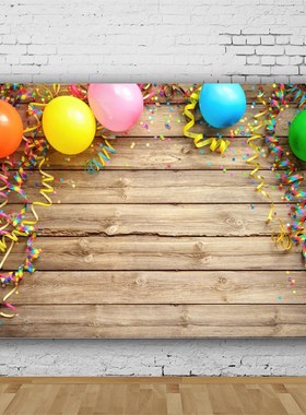 Planks Backdrop Balloon and Natural Color Wooden Board Phot