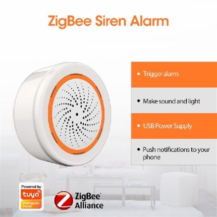 ZigBee 2 In 1 Siren Alarm Linkage 90DB Sound Light Sensor