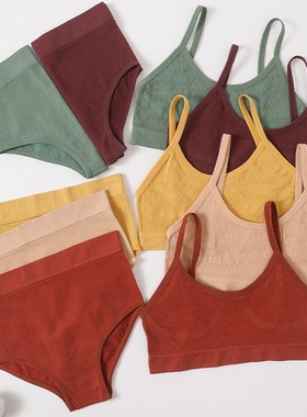 Seamless Women Bra Briefs Set Push Up Bra Crop Top High Wais