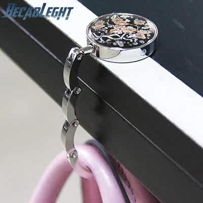 Recableght Foldable Handbag Holder Vintage Flower Round Tabl