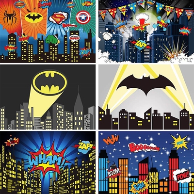 Superhero Backdrops Birthday Party Baby Comics Personalized