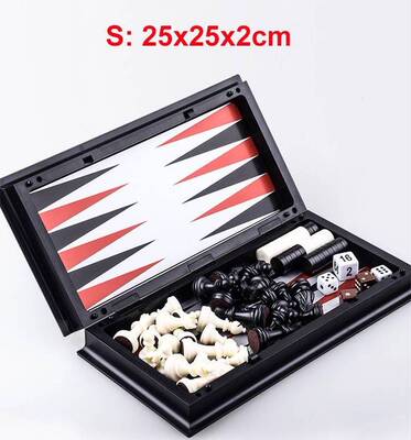 Magnetic Chess Backgammon Checkers Set Foldable Chess Board