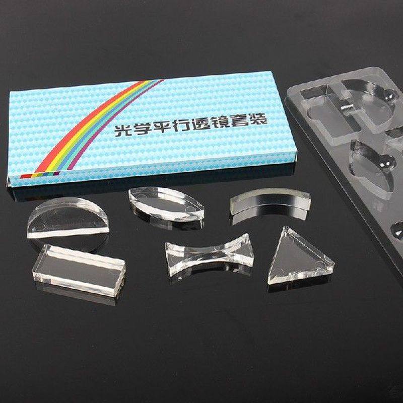 6 pcs acrylic optical concave convex prism lens set for