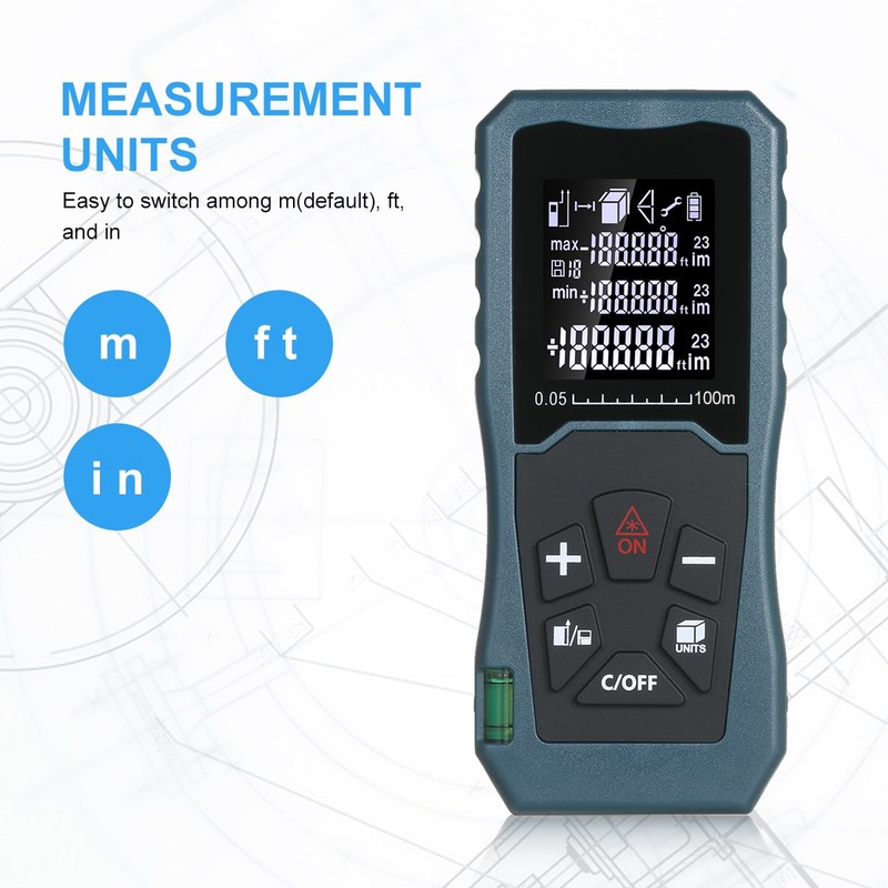 KKmoon Laser Distance Meter Handheld 1.6-inch LCD