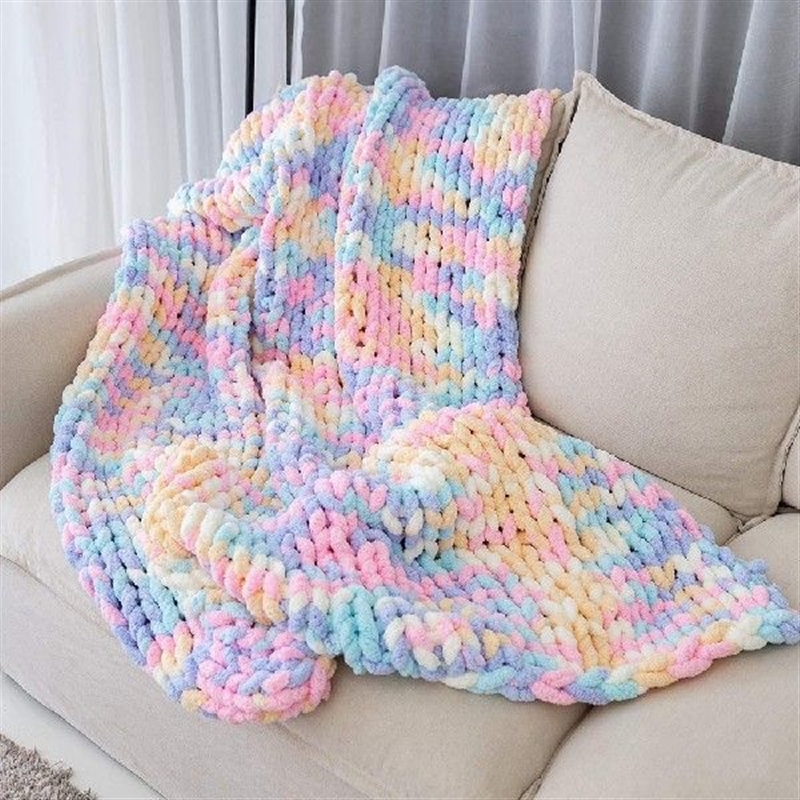 Ins Nordic Fashion Hand Chunky Knitted Chenille Blanket
