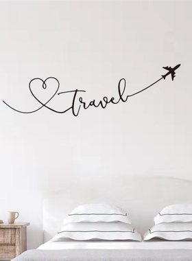 Travel theme wall sticker Art font bedroom living room deco