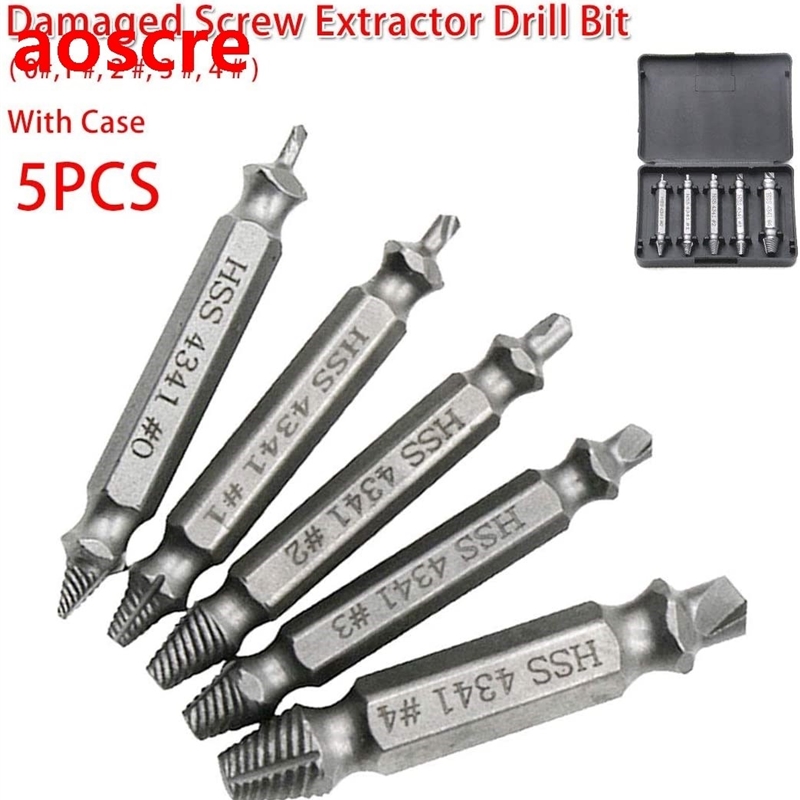 HSS 4341 5pc Damaged Screw Extractor Drill Bit Guide Broken