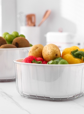 A double-story leaching basket kitchen home with a large dis