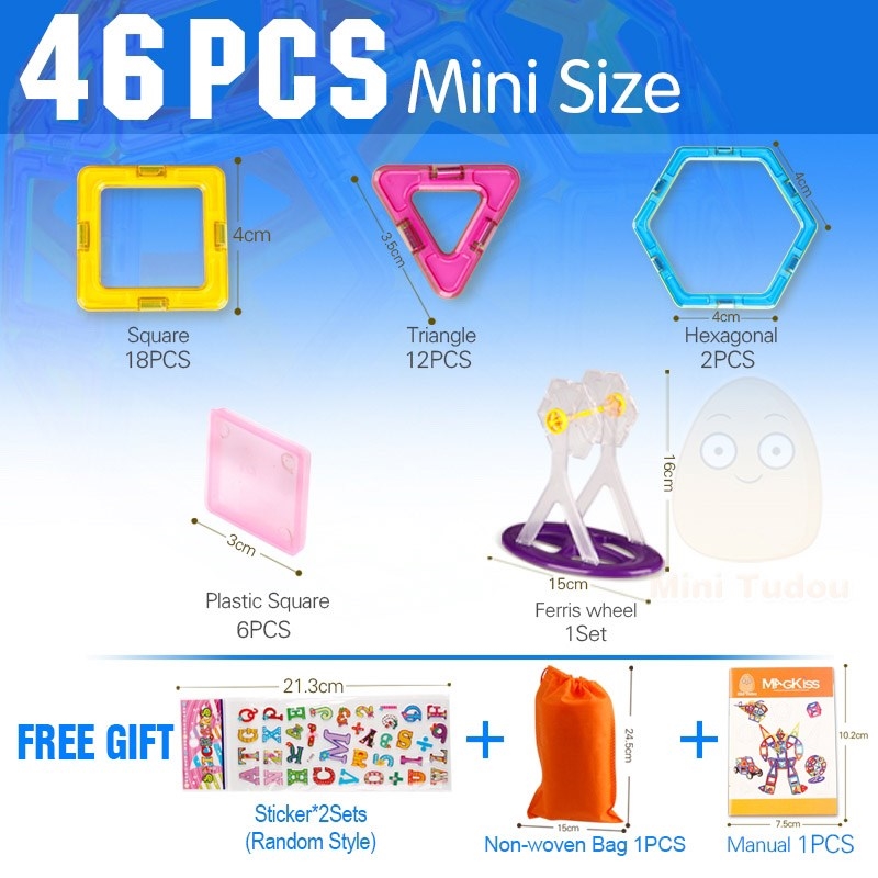 Mini 200PCS-46PCS Magnetic Designer Constructor Toy  Boys Gi