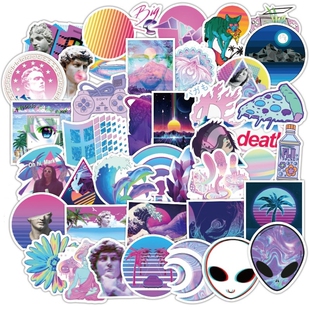 50PCS Vaporwave Art Style Sticker For Laptop Computer Skate