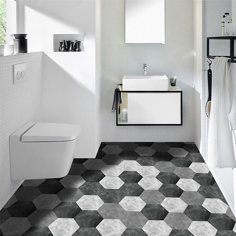 10PCS Waterproof Bathroom Floor Stickers Hexagonal Stick Se