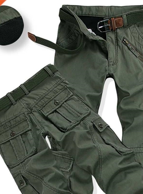Winter Thicken Fleece Army Cargo Tactical Pants Overalls Men