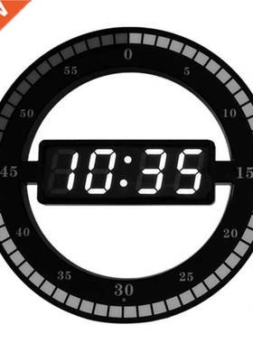 3D LED Digital Wall Clock Electronic Night Glow Round Wall C
