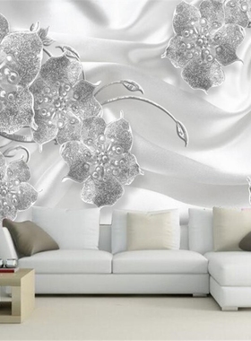 Custom Wallpaper Home Decorative Mural Gray Jewelry Flower