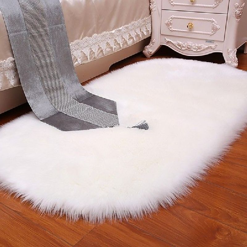 Soft Faux Fur Area Rug Carpets Living Room Long Plush Oval