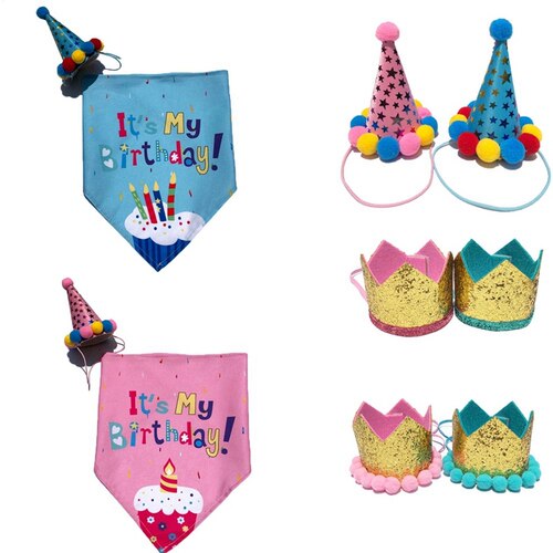 Cute Pet Dogs Caps Bandanas Scarf Cat Dog Birthday Costume
