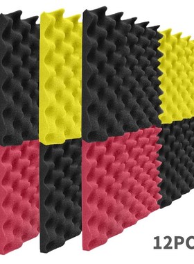 12pcs Sponge Sound Soundproofing Foam Absorbing Noise KTV Fo