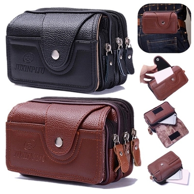 Man Waist Bag PU Leather Men Casual Design Small Waist Bag