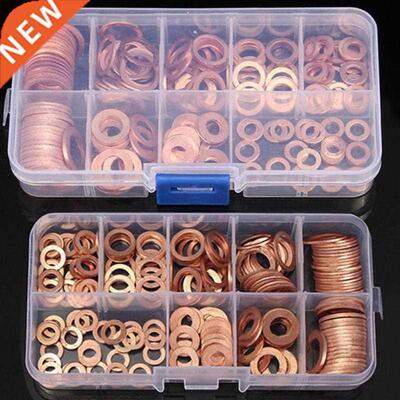 200Pcs copper Washer Gasket Nut and Bolt Set Flat Ring Seal