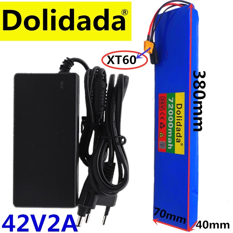 X60 36V 10S4P 72Ah 600W High power acity 18650 lithium batte