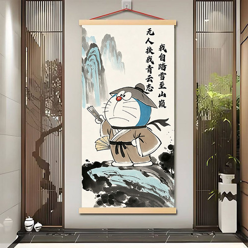哆啦A梦励志挂画卡通玄关客厅