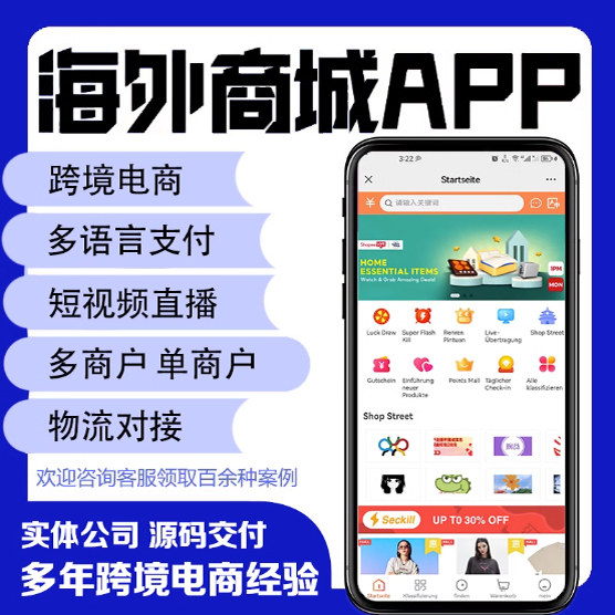 海外商城APP开发跨境商城自建站APP H5系统搭建多国语言切换