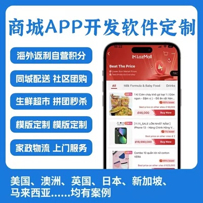 商城APP开发定制海外分销团购多商户线上购物直播小程序软件制作