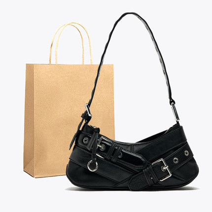 小众复古棕色黑色辣妹腋下机车包2025新款休闲百搭高级感单肩包