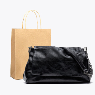 黑色时尚 休闲百搭大容量流浪包 流行摇滚风翻盖软质单肩包2026新款