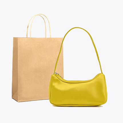 柠檬黄丝绸质感面料单肩包 2025新款 时尚百搭高级感手提包腋下包