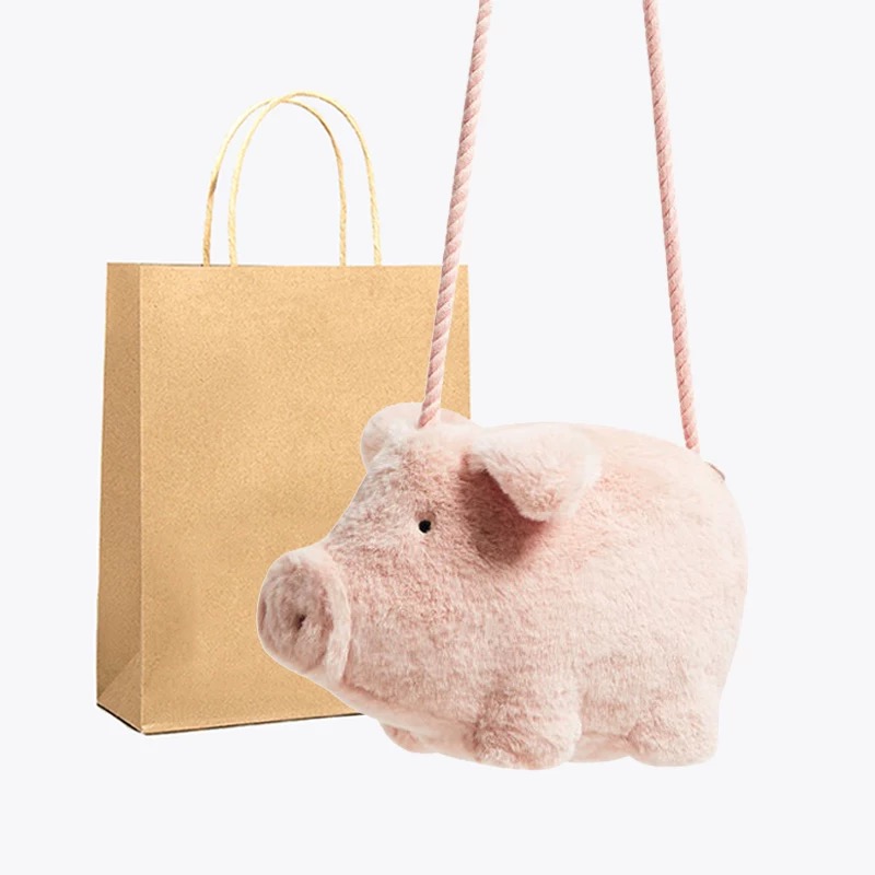 粉色毛绒绒小猪仔零钱包