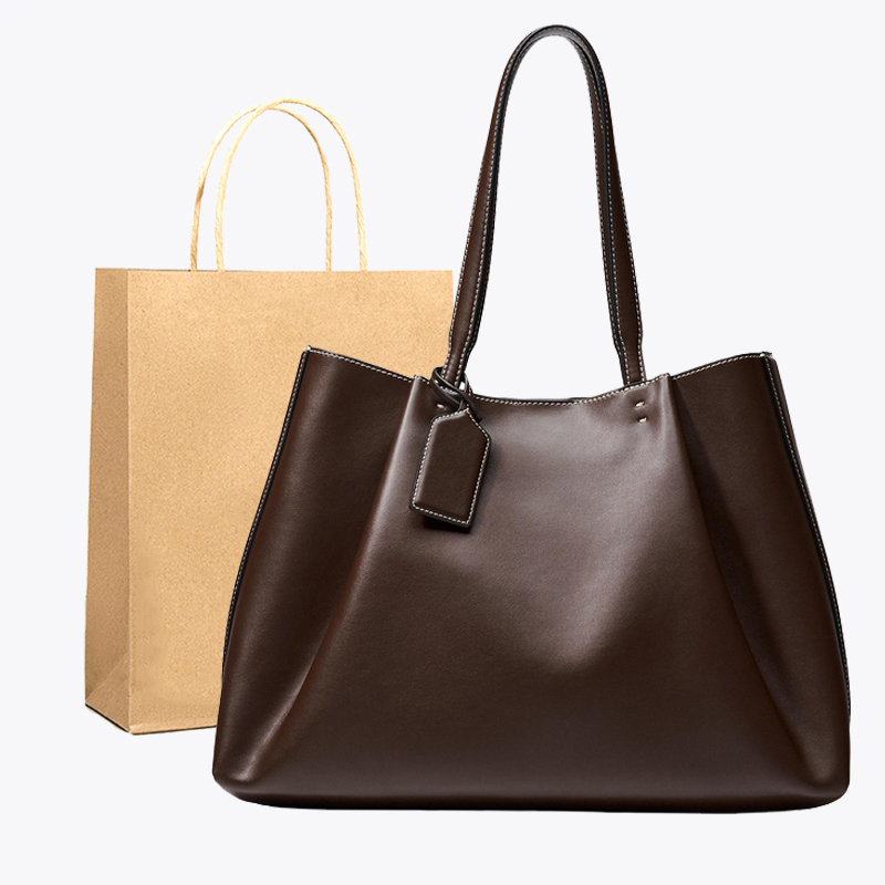 2025秋季新款女包 时尚百搭欧美巧克力色大容量单肩包通勤托特包