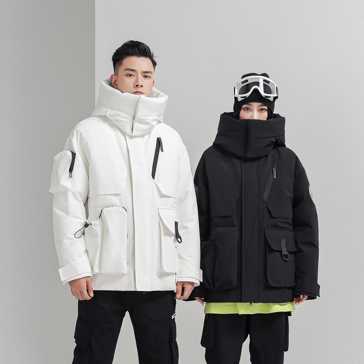 美式潮流工装情侣羽绒服男女同款